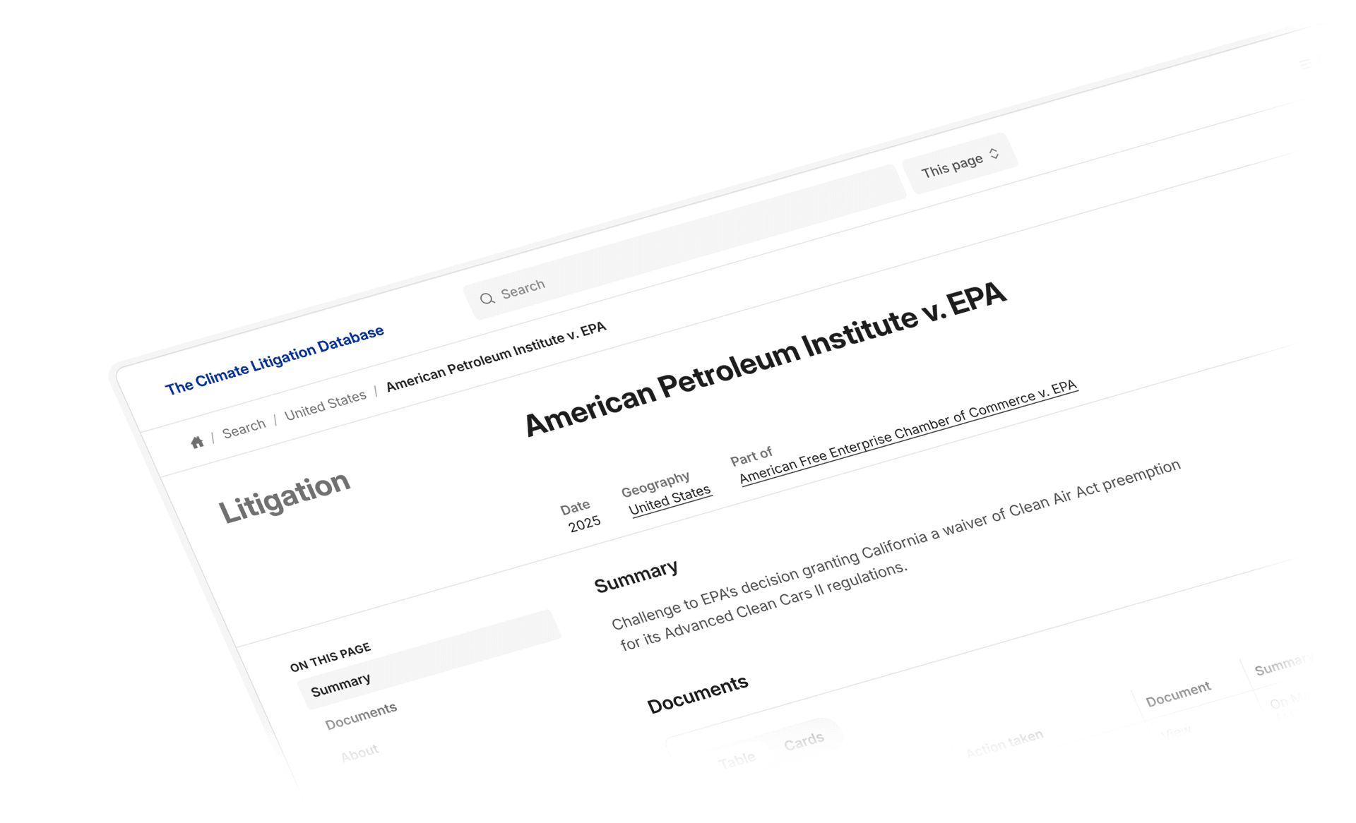 Climate Case Chart interface